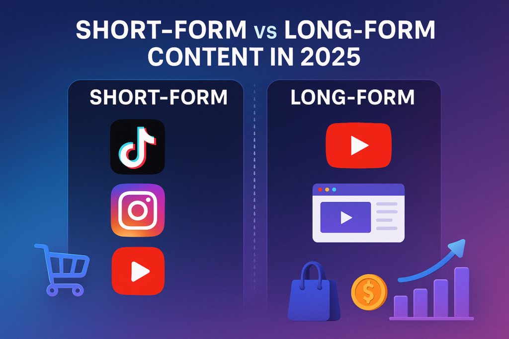2025 infographic comparing short-form and long-form content performance for e-commerce sellers using automation tools”