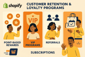  Customer retention and loyalty program strategies for Shopify, including point-based rewards, VIP tiers, referrals, and subscriptions.